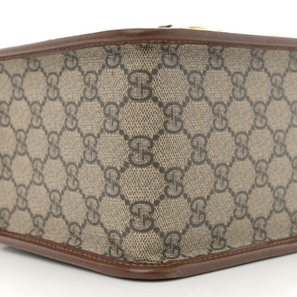 Gucci GG Supreme Monogram Azalea Calfskin Small Horsebit 1955 Foldover Top Handle Bag Beige Ebony Brown Sugar 9 of 13