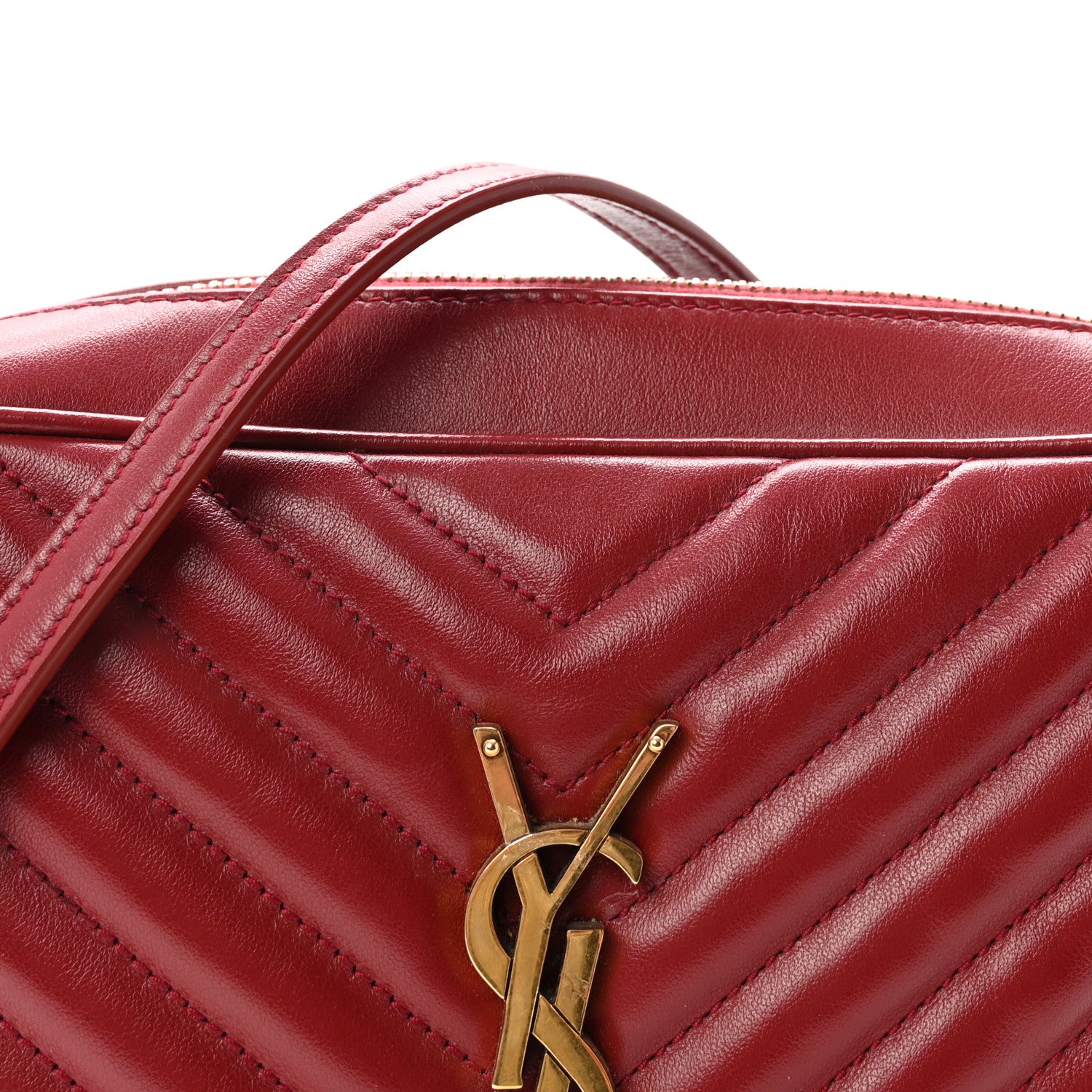 Saint Laurent Calfskin Matelasse Monogram Lou Camera Bag Opyum Red 8 of 10