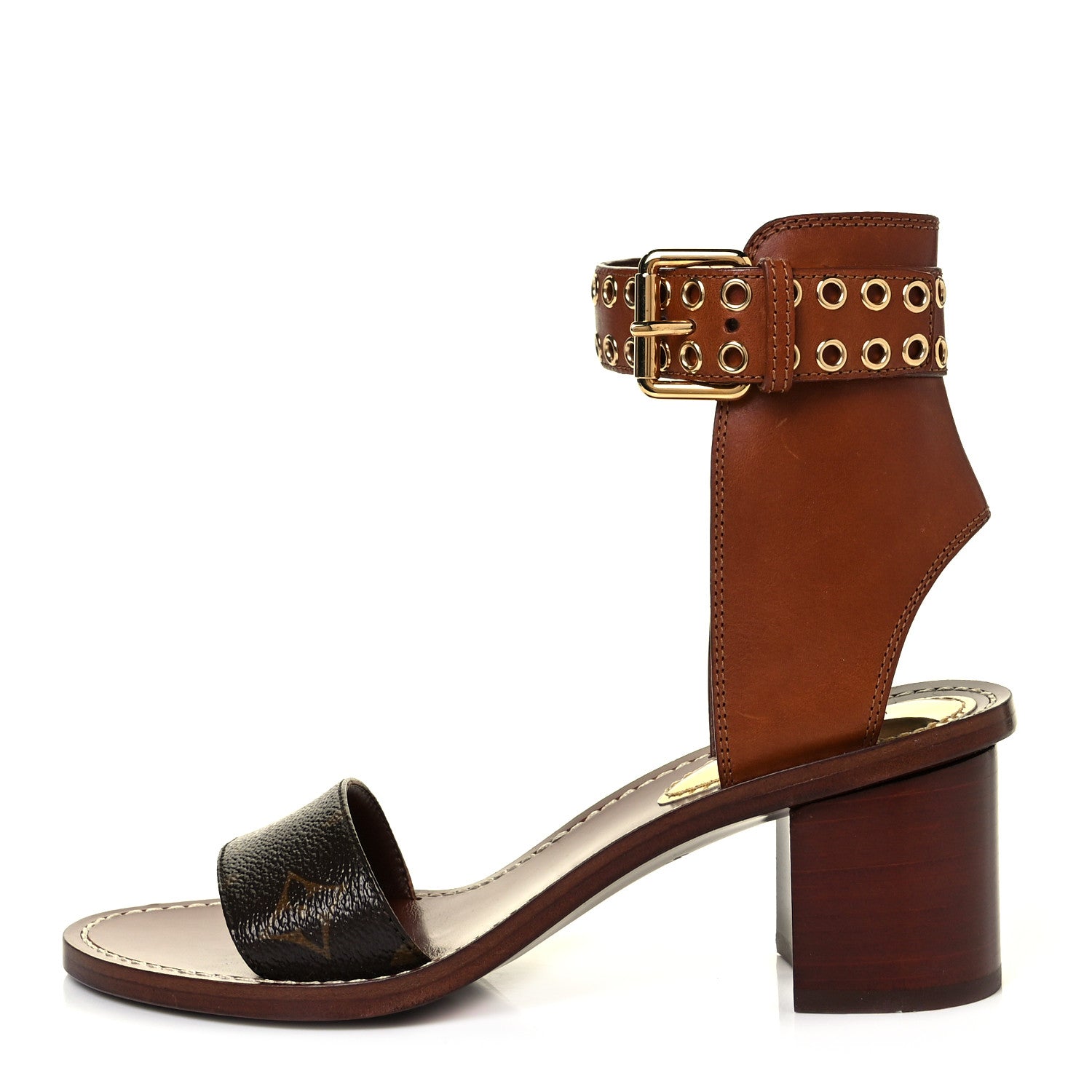 Louis Vuitton Calfskin Monogram Passenger Sandals 37 Cognac 1 of 9