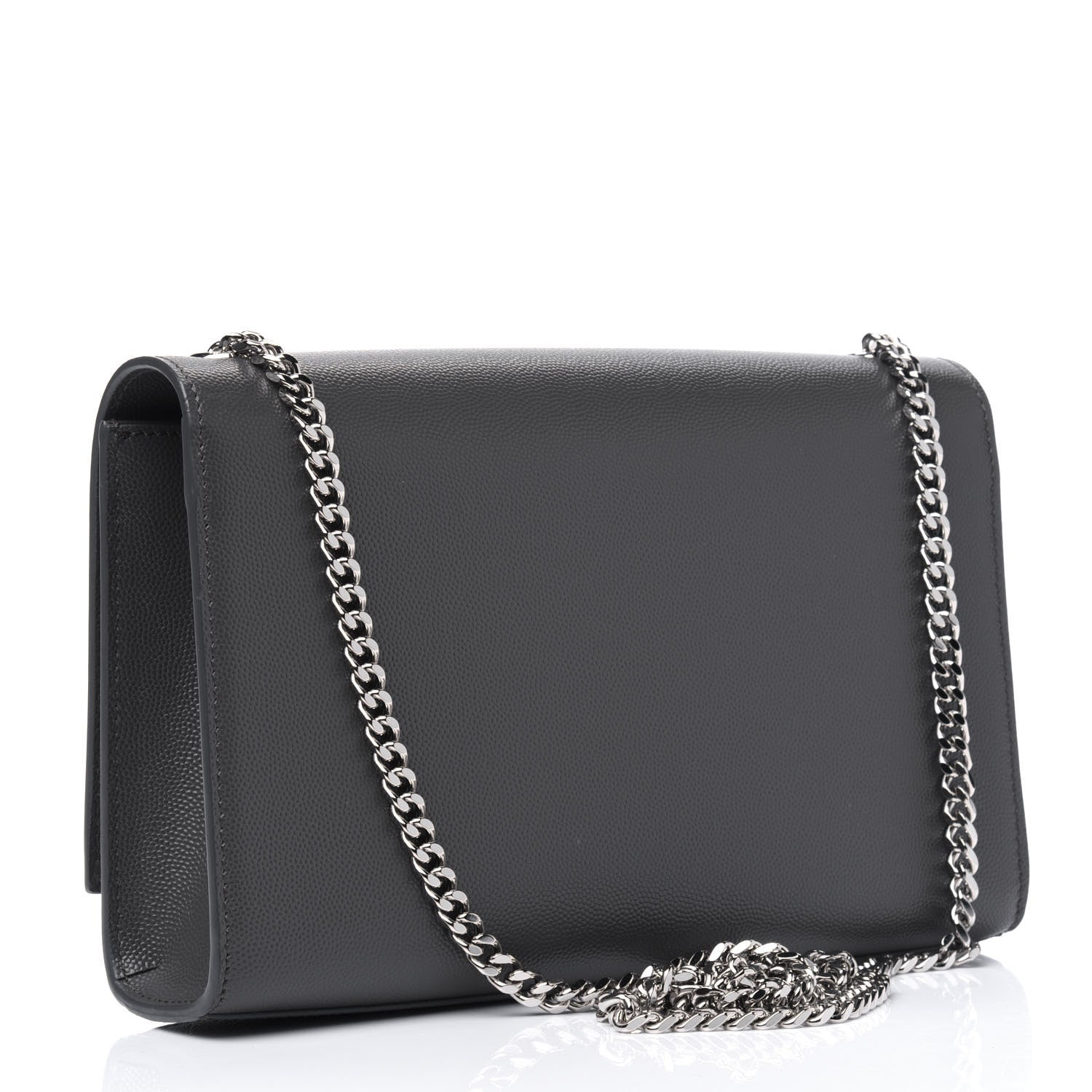 Saint Laurent Grain De Poudre Medium Classic Monogram Kate Satchel Earth Grey 2 of 3