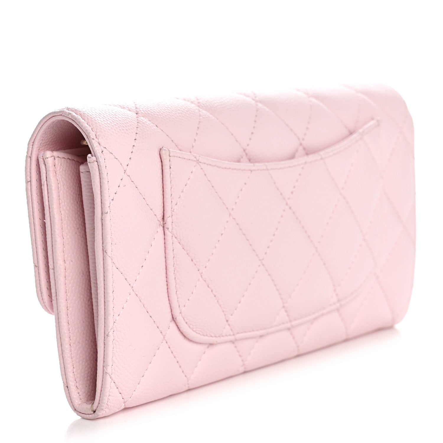 Chanel Caviar Quilted Large Gusset Flap Wallet Light Pink 3 of 8