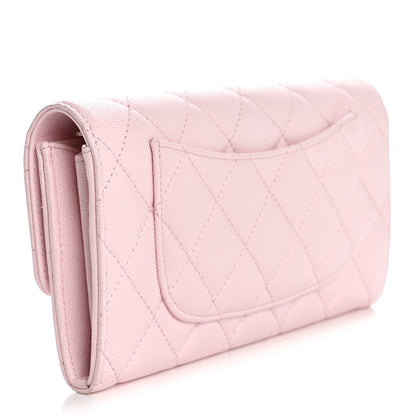 Chanel Caviar Quilted Large Gusset Flap Wallet Light Pink 3 of 8