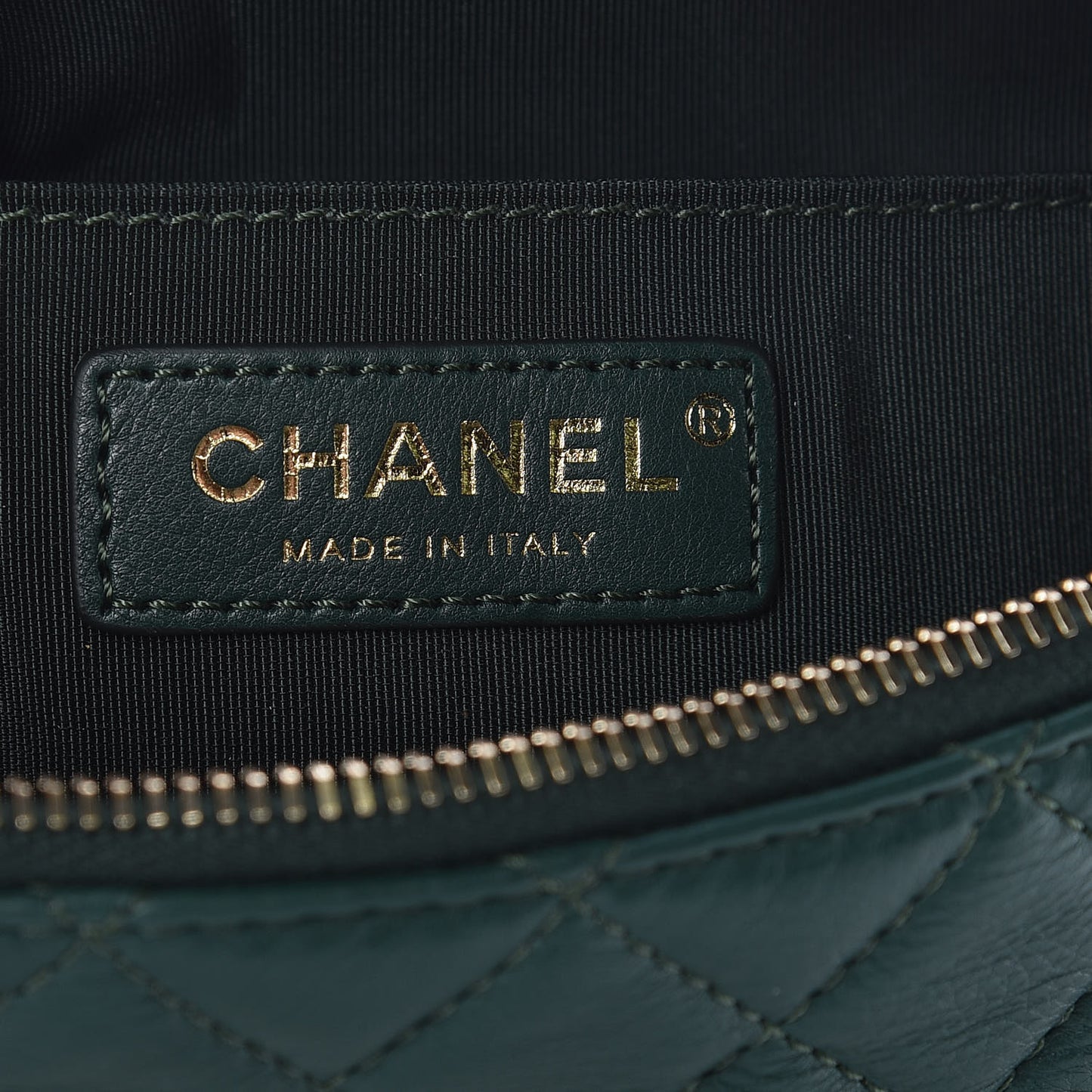 Calfskin Quilted Banane Waist Bag Fanny Pack Dark Green