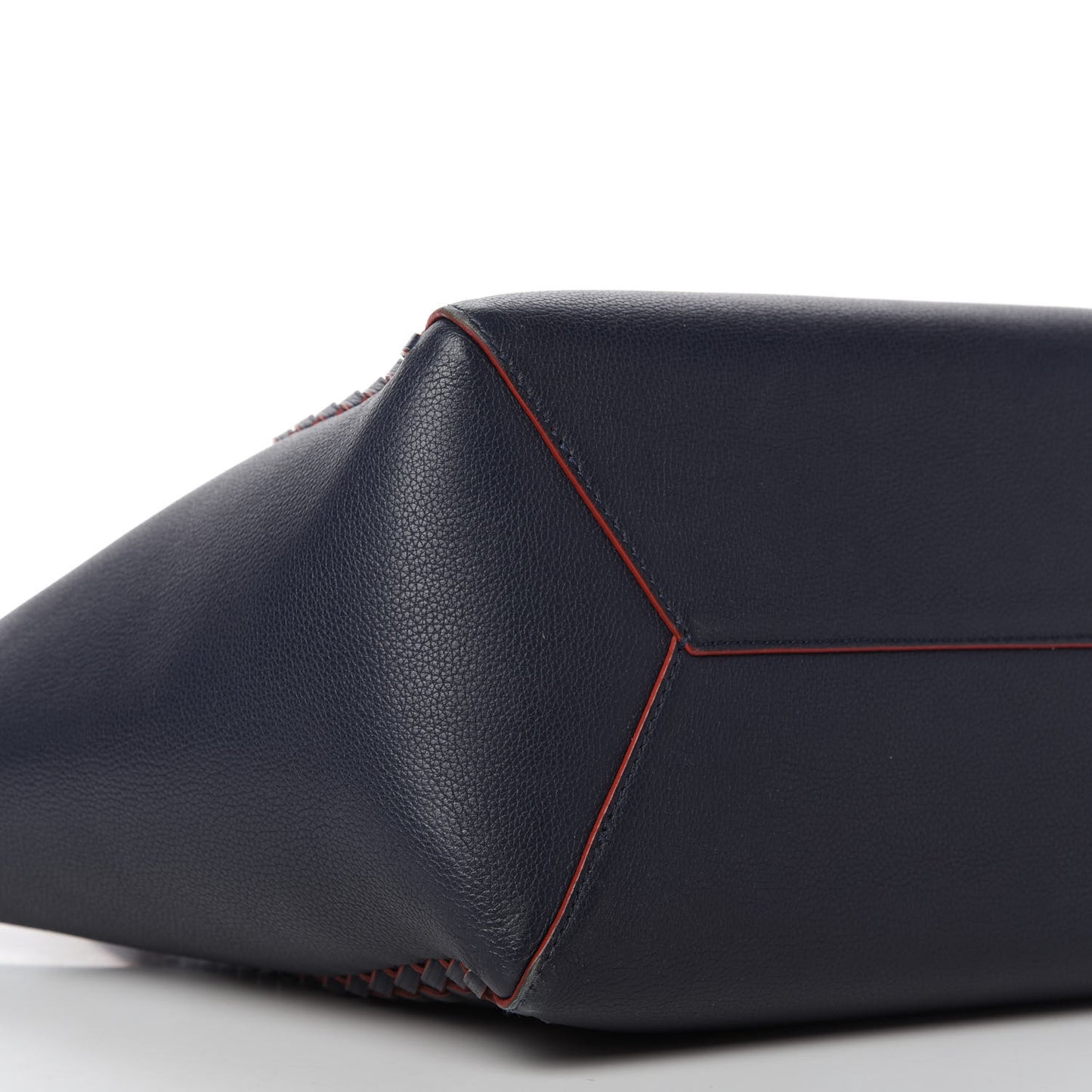 Calfskin Braided Lockme Cabas Marine Rouge