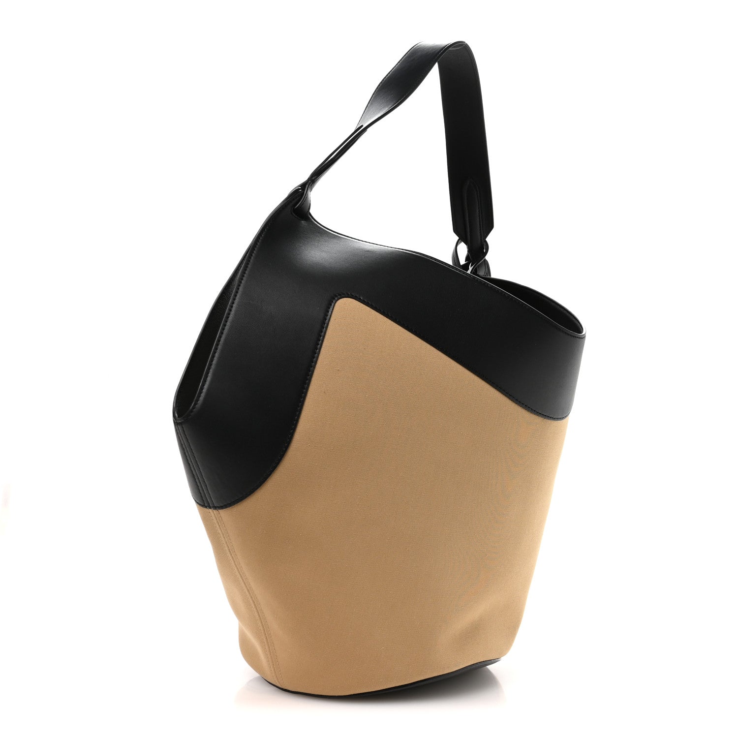 Khaite Canvas Calfskin Medium Lotus Tote Black Honey 4 of 11