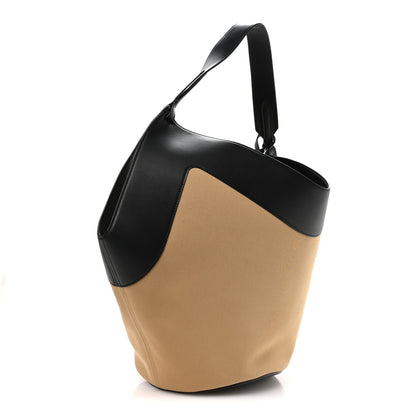 Khaite Canvas Calfskin Medium Lotus Tote Black Honey 4 of 11