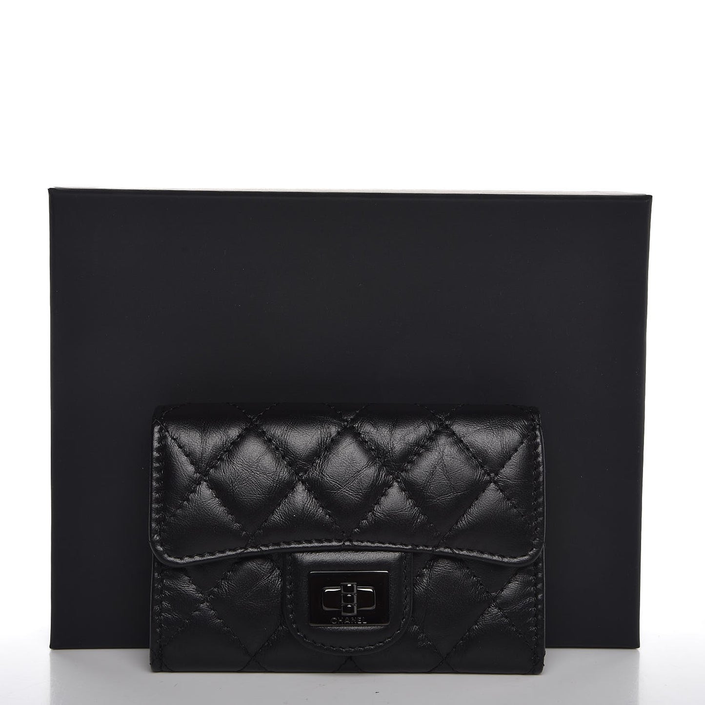 Aged Calfskin Quilted Reissue Flap Card Holder So Black