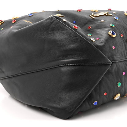 Saint Laurent Lambskin Charm Studded Teddy Drawstring Bag Black 9 of 11