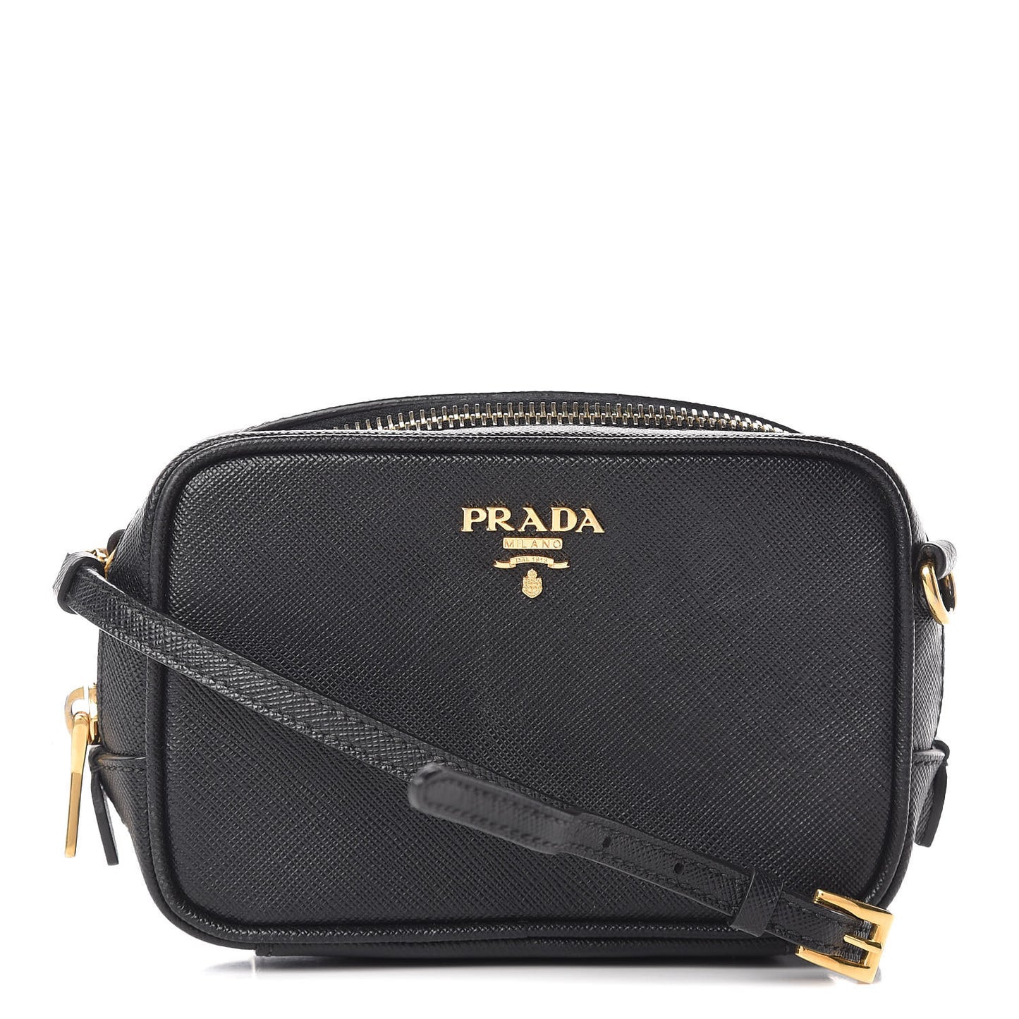 Saffiano Mini Camera Crossbody Bag Black