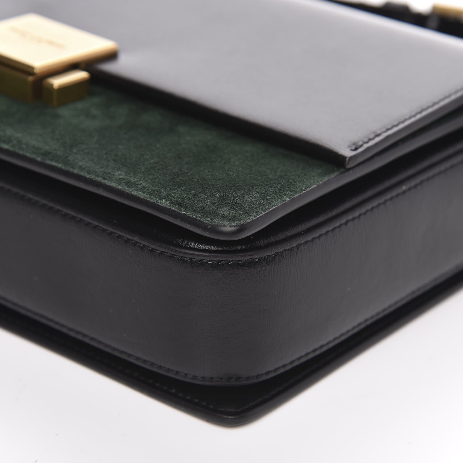 Saint Laurent Smooth Calfskin Suede Medium Bellechasse Black Dark Green 9 of 9
