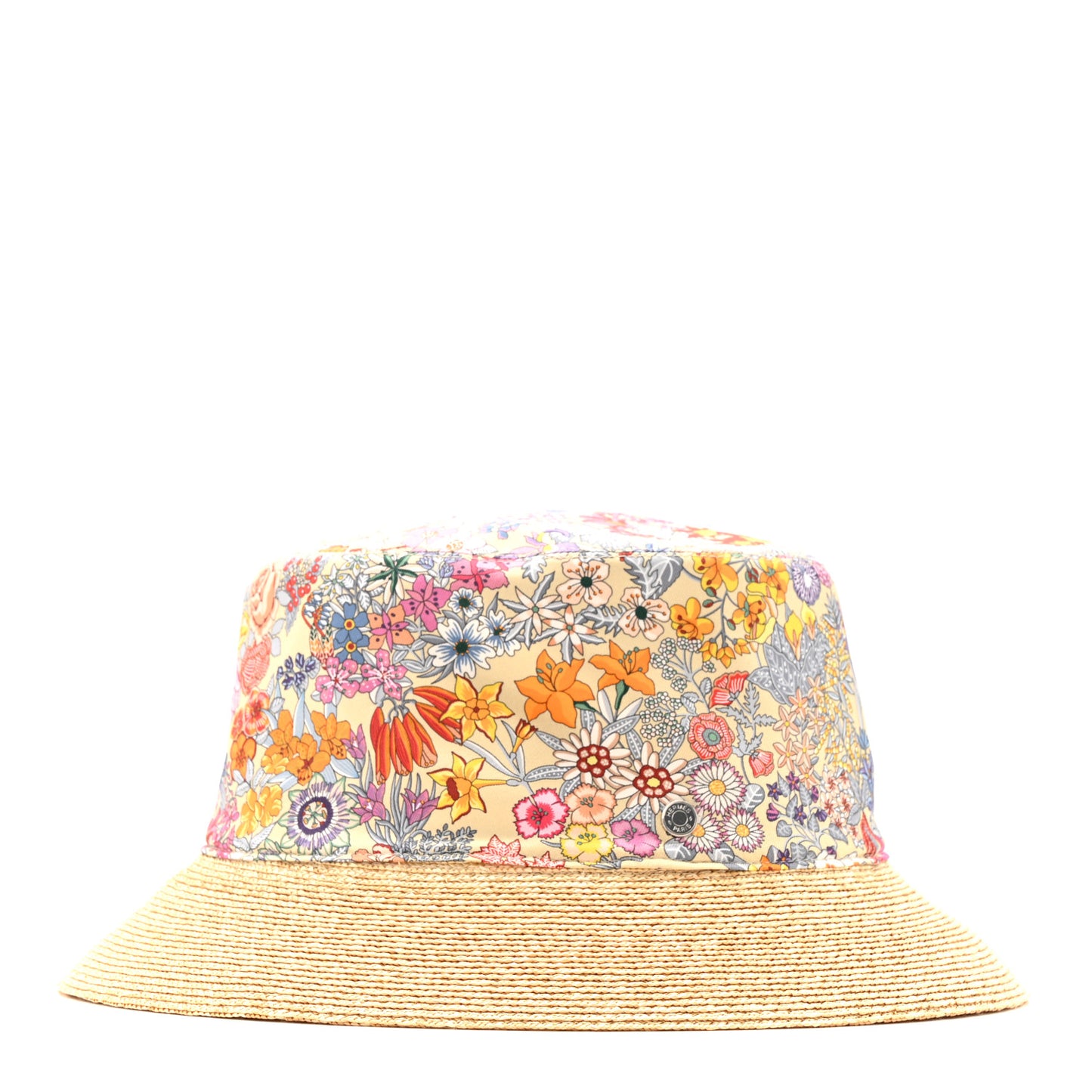 Straw Silk Cotton Harper Bloom Bucket Hat 58 Naturel Beige