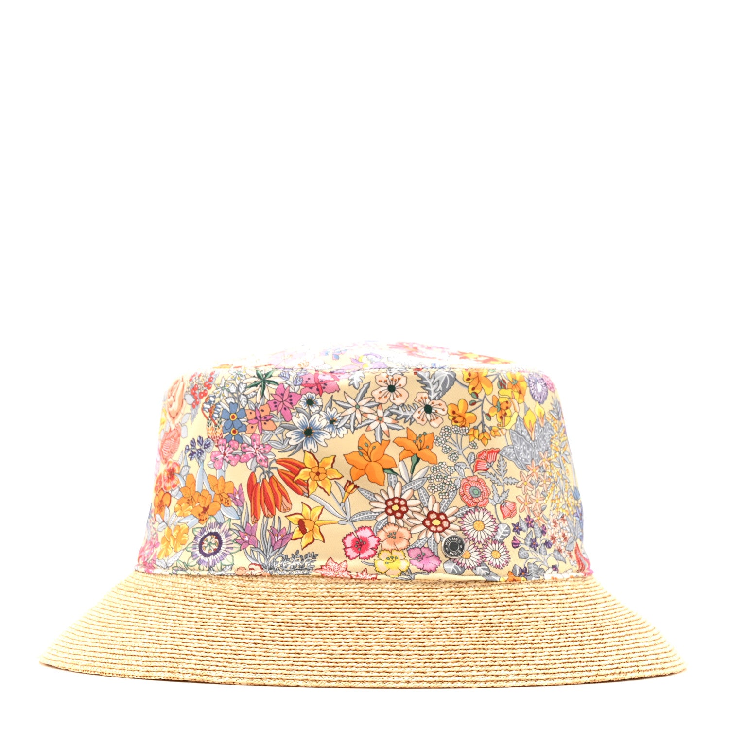 Hermes Straw Silk Cotton Harper Bloom Bucket Hat 58 Naturel Beige 6 of 9