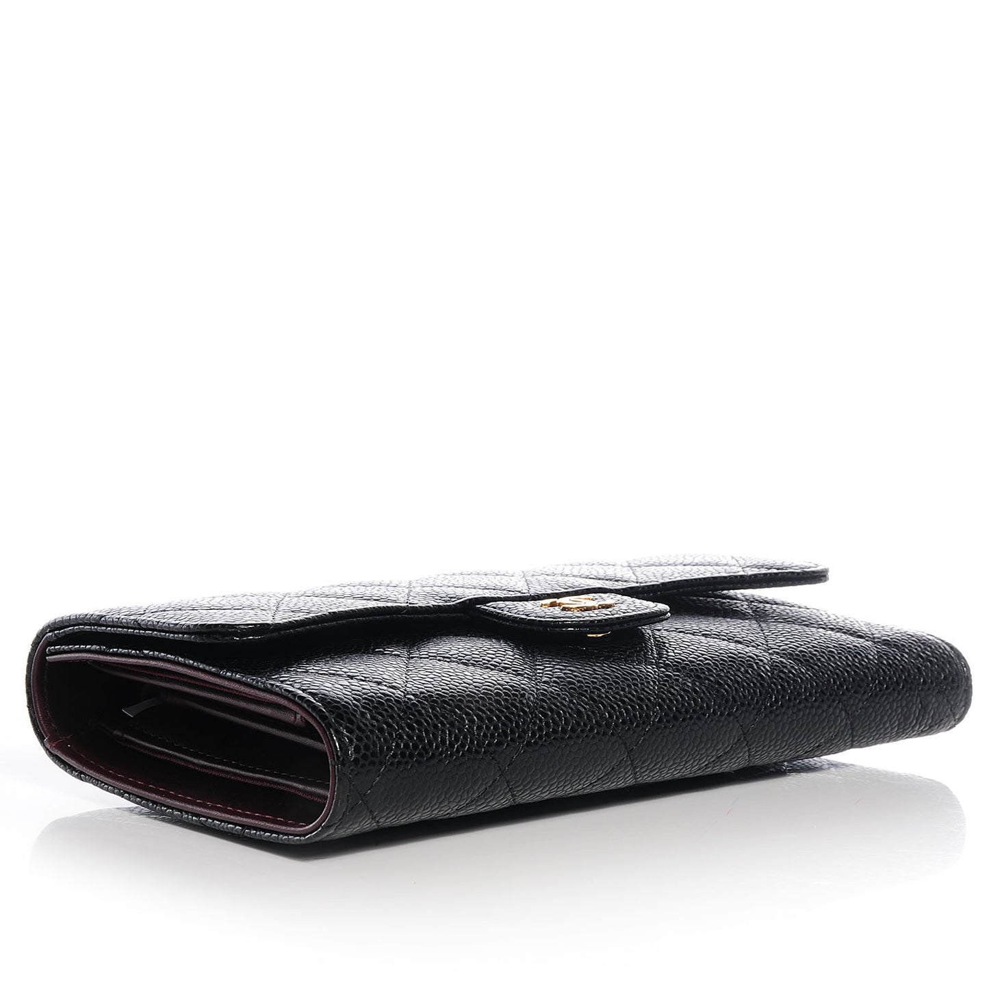 Caviar Quilted Large Flap Wallet Black