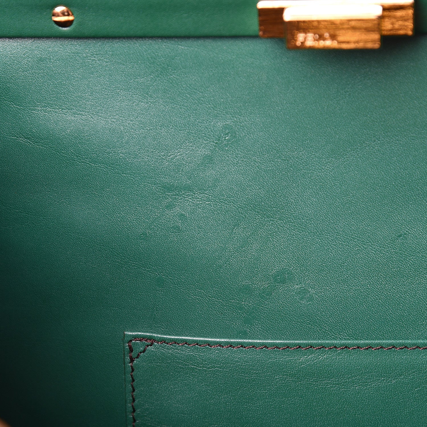 Fendi Buffalo Vitello Large Peekaboo Iconic Satchel Tobacco Verde 29 of 29