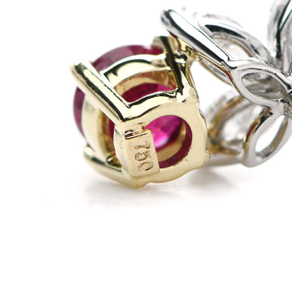 Tiffany Platinum 18K Yellow Gold Diamond Ruby Victoria Earrings 4 of 5