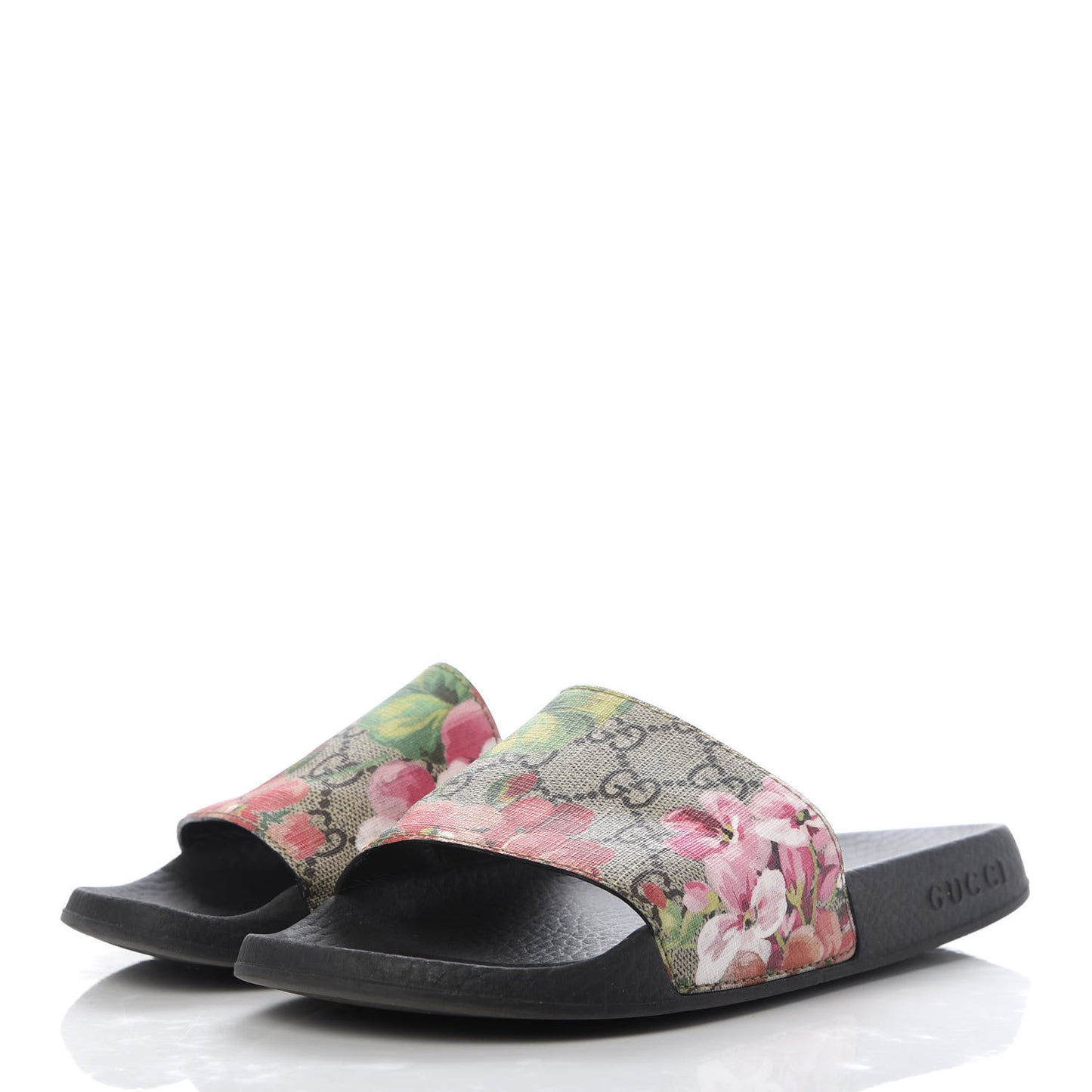 GG Supreme Monogram Blooms Slide Sandals 36 Beige Multicolor