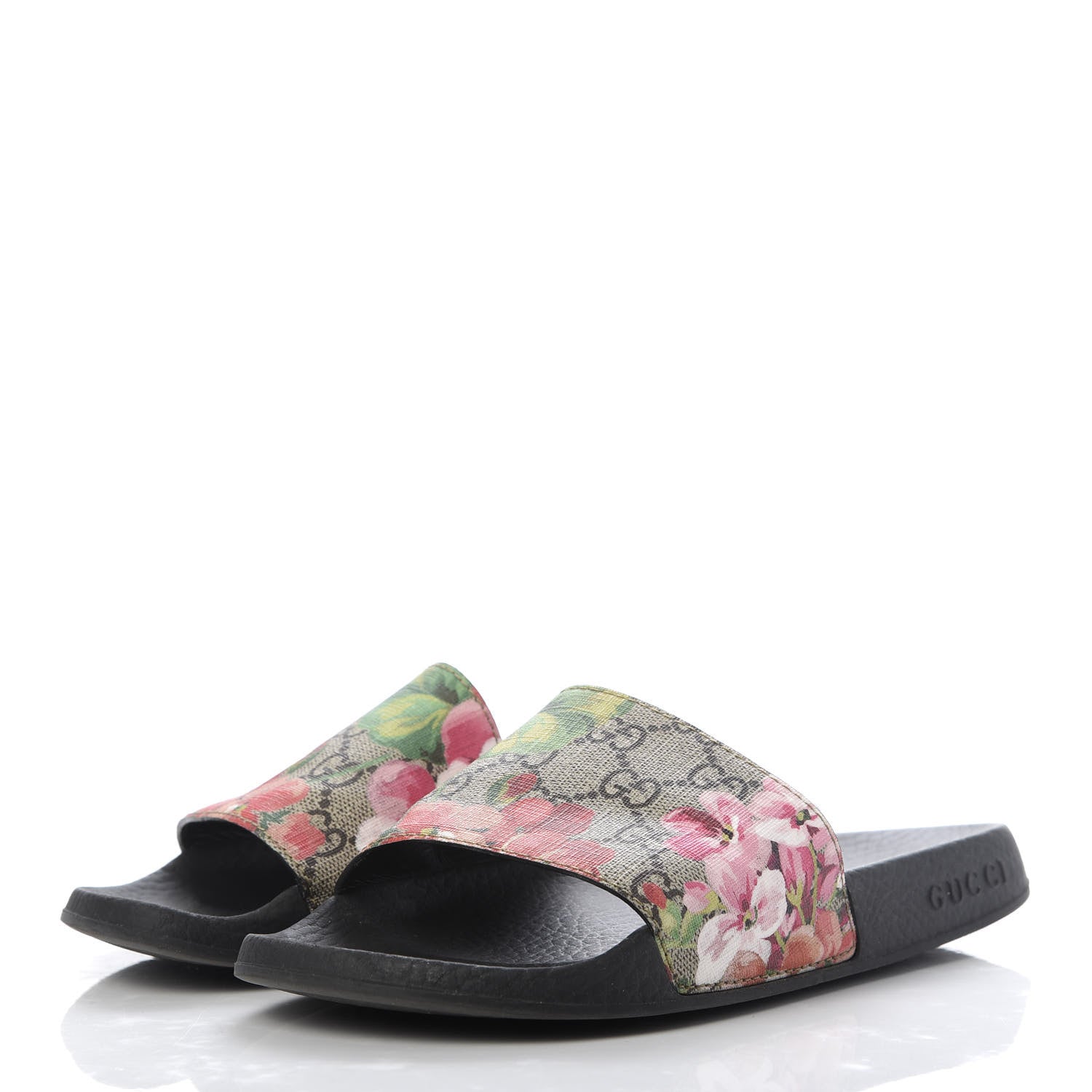 Gucci GG Supreme Monogram Blooms Slide Sandals 36 Beige Multicolor 3 of 9