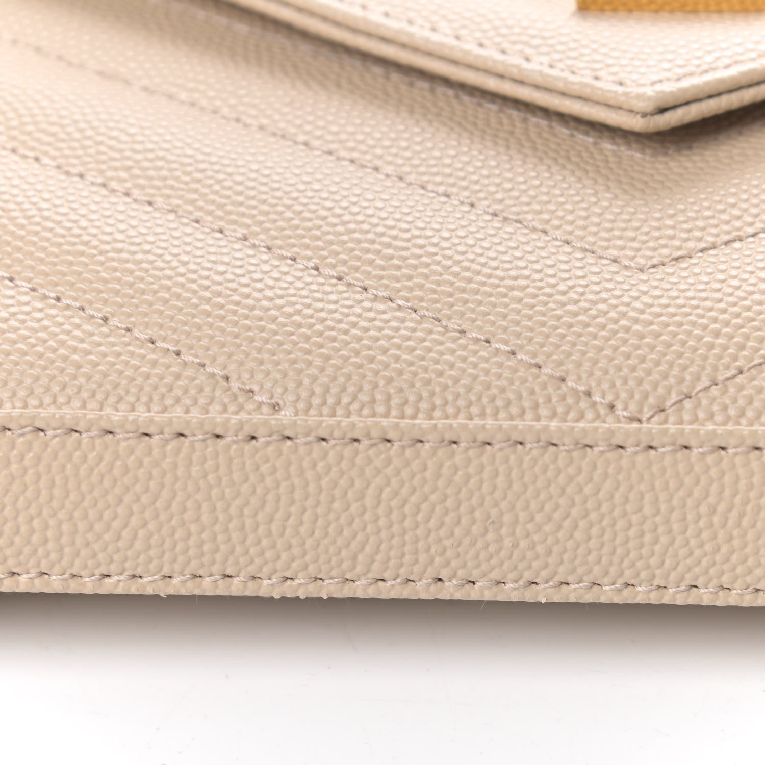 Saint Laurent Grain De Poudre Matelasse Chevron Monogram Chain Wallet Nude Powder 6 of 6