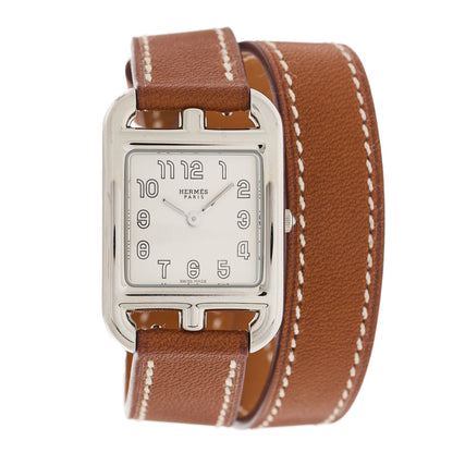Hermes Stainless Steel Barenia 23mm Cape Cod Double Tour Quartz Watch Fauve 1 of 5