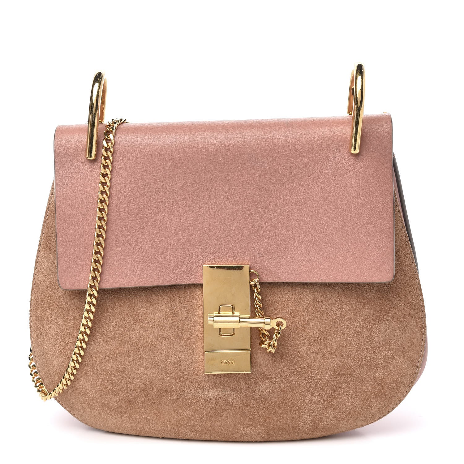 Chloe Suede Smooth Calfskin Drew Shoulder Bag Misty Rose 1 of 12