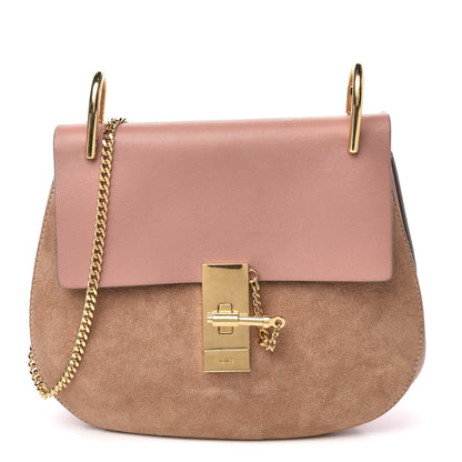 Chloe Suede Smooth Calfskin Drew Shoulder Bag Misty Rose 1 of 12