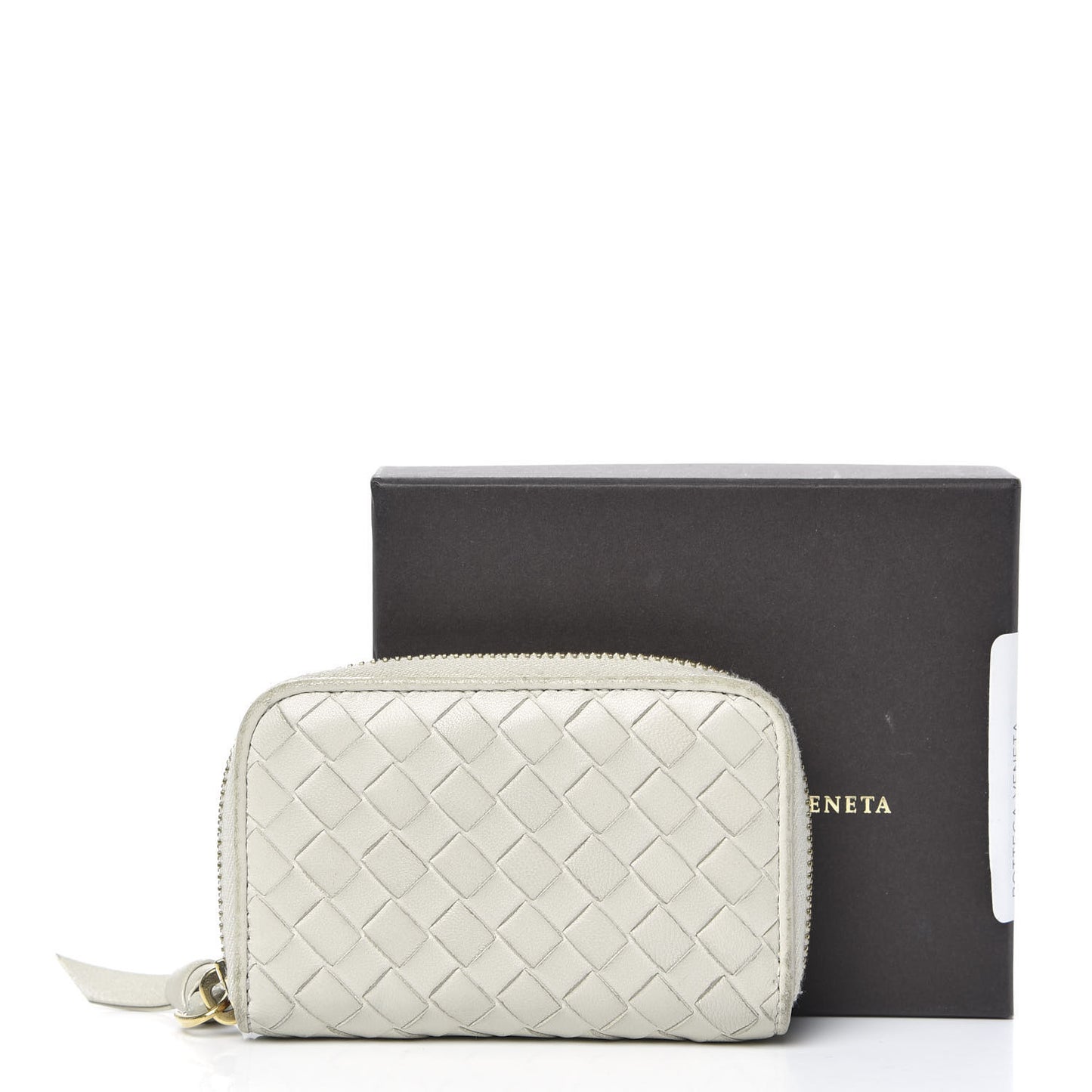Nappa Intrecciato Zip Around Coin Purse Cream