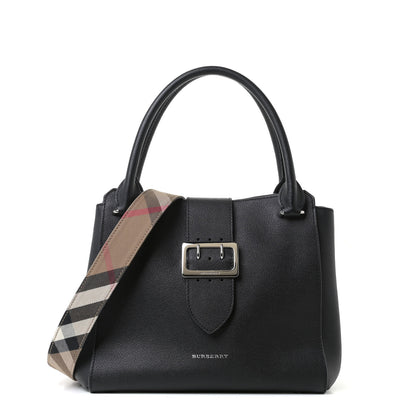 Burberry Soft Grain Calfskin Medium Buckle Tote Black 1 of 11