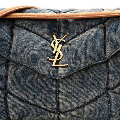 Saint Laurent Denim Quilted Medium Loulou Puffer Monogram Chain Satchel Blue Cinnamon 8 of 10