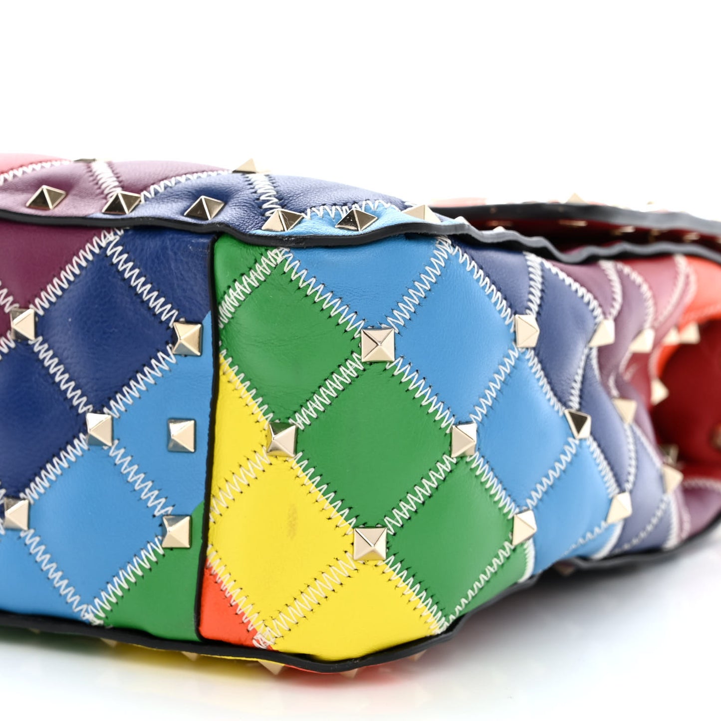 Lambskin Medium Rockstud Spike Shoulder Bag Rainbow