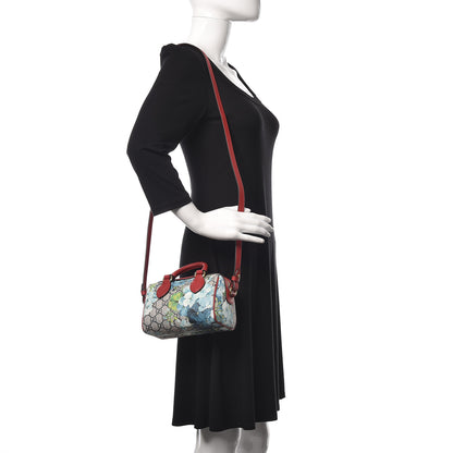 Gucci GG Supreme Monogram Blooms Mini Boston Navy Blue Hibiscus 2 of 11