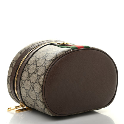 Gucci GG Supreme Monogram Textured Calfskin Web Ophidia Vanity Cosmetic Case Beige Ebony New Acero 4 of 7