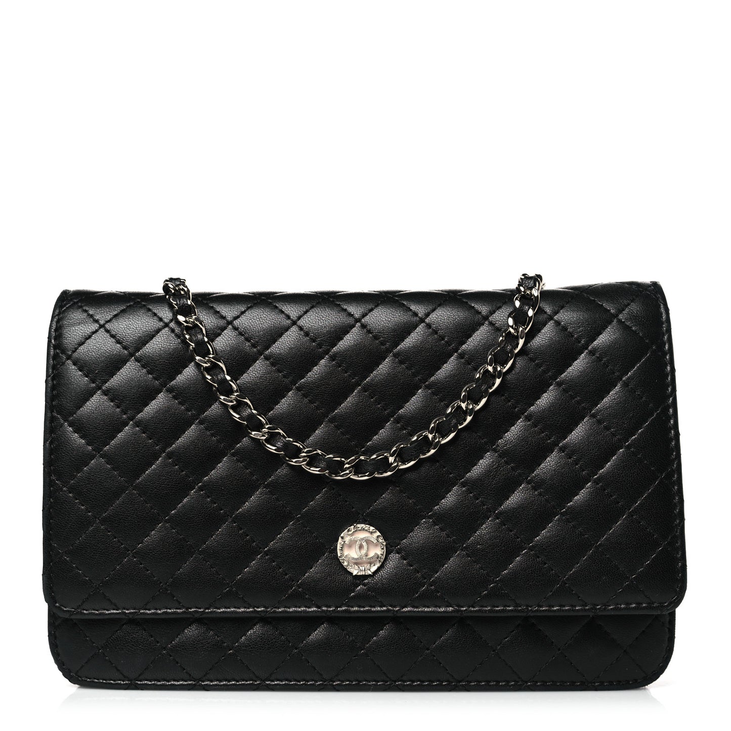 Lambskin Micro Quilted Wallet On Chain WOC Black