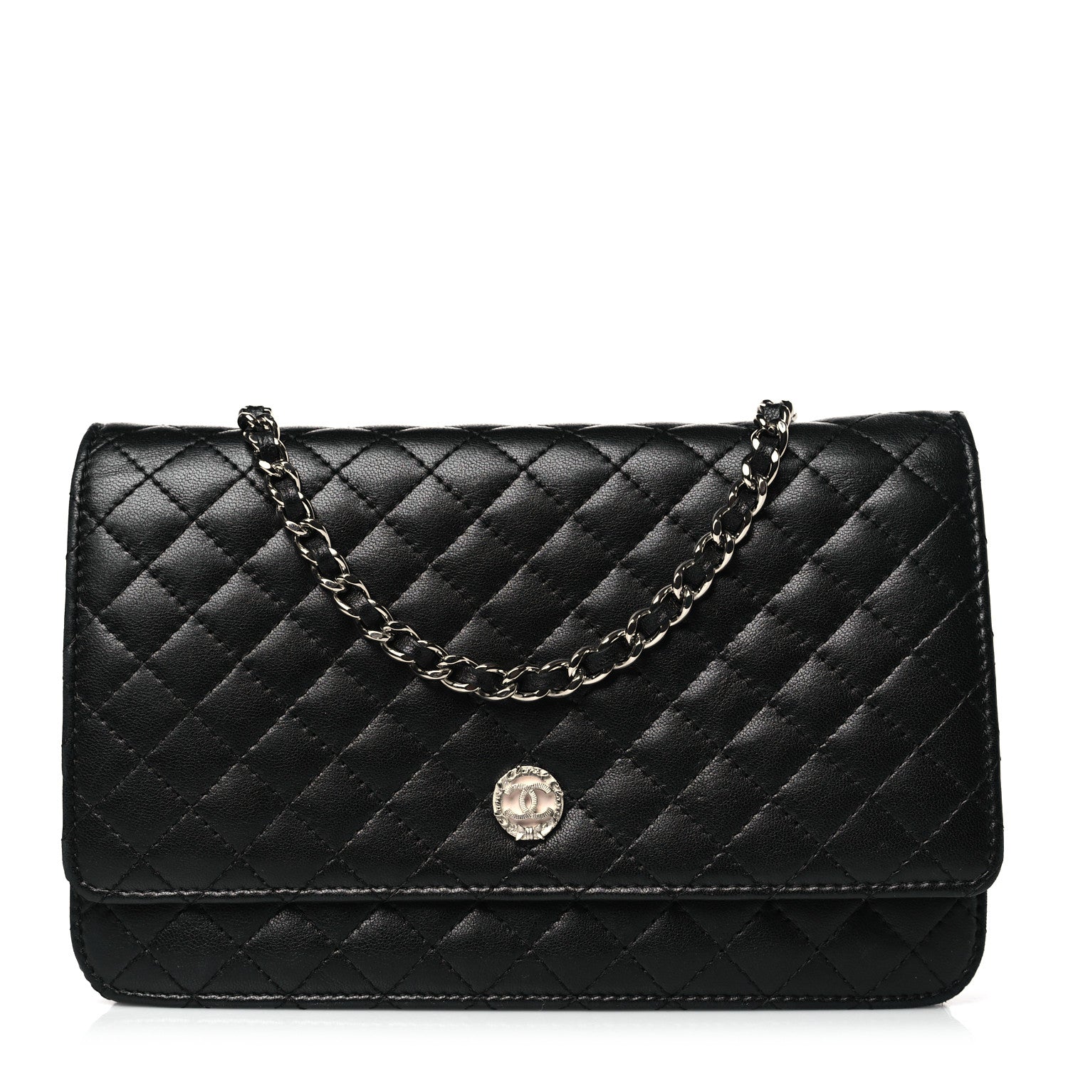 Chanel Lambskin Micro Quilted Wallet On Chain WOC Black 1 of 11