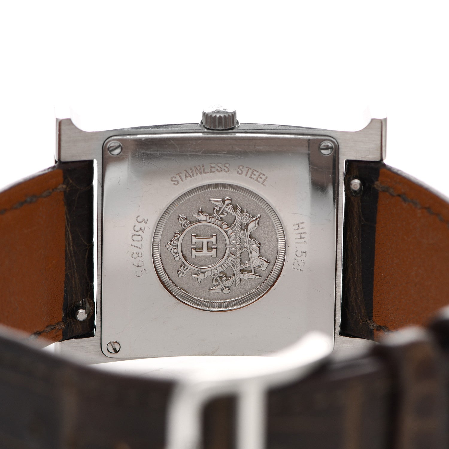 Hermes Stainless Steel Alligator Lacquer 26mm Heure H Hour Quartz Watch Gris Elephant 4 of 6