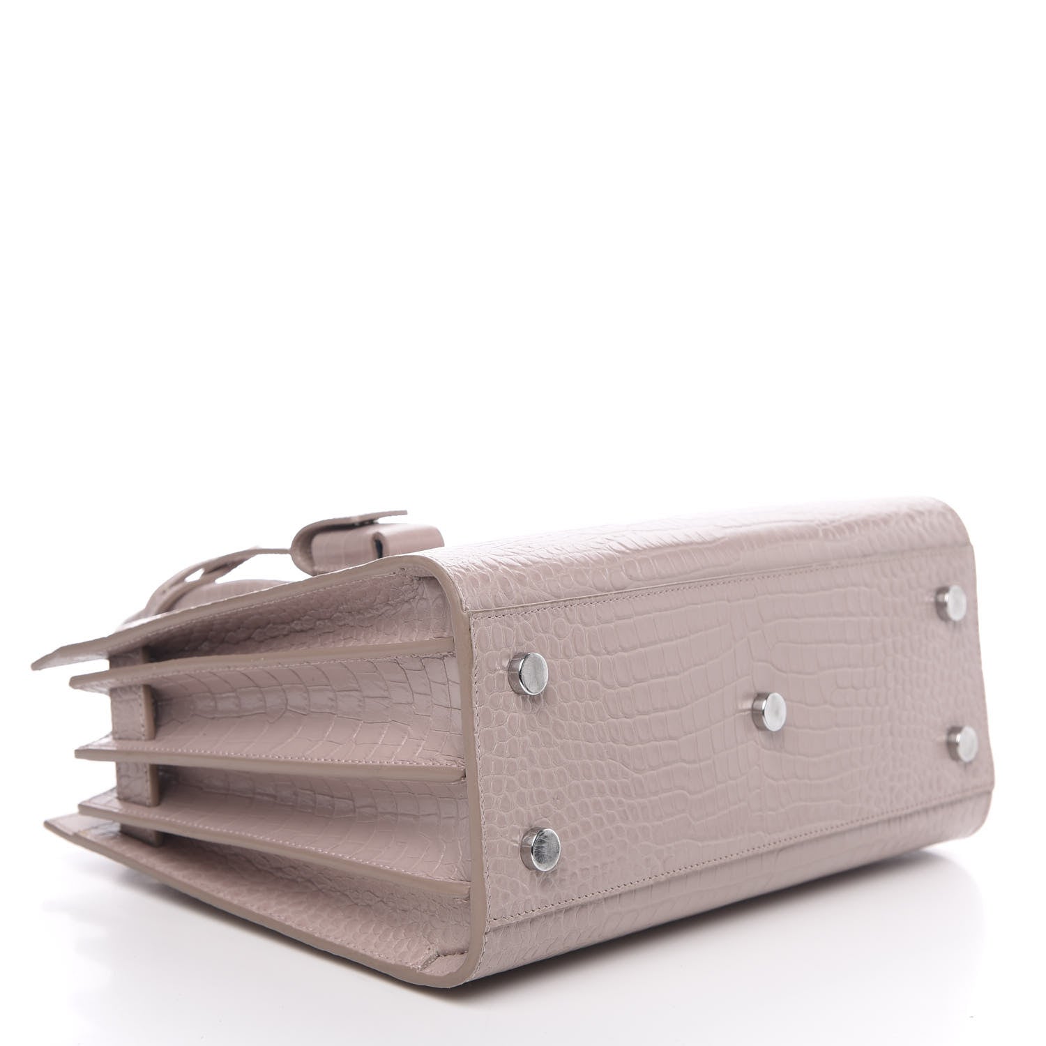 Saint Laurent Calfskin Crocodile Embossed Baby Sac De Jour Rose Antic 5 of 12