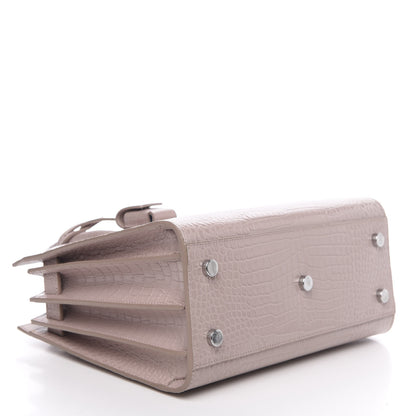 Saint Laurent Calfskin Crocodile Embossed Baby Sac De Jour Rose Antic 5 of 12