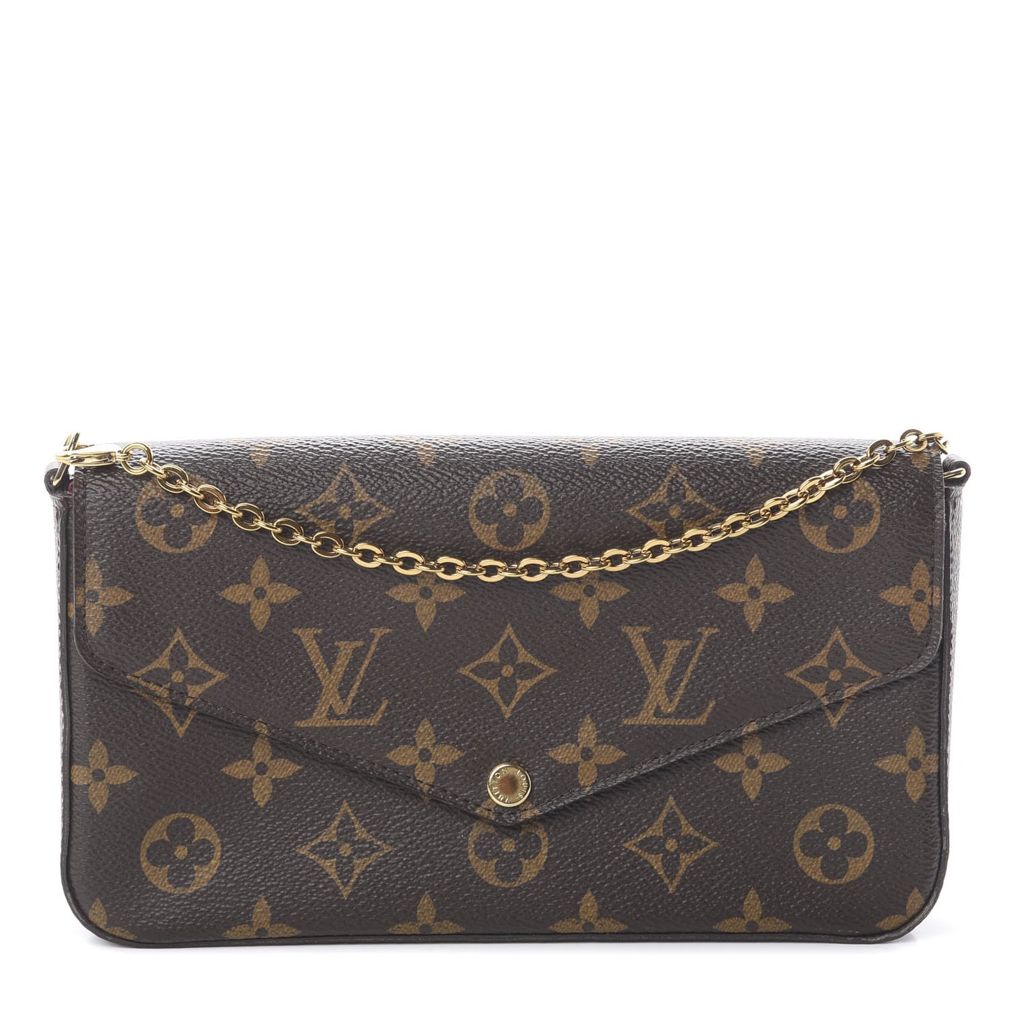 Monogram Pochette Felicie Chain Wallet Fuchsia