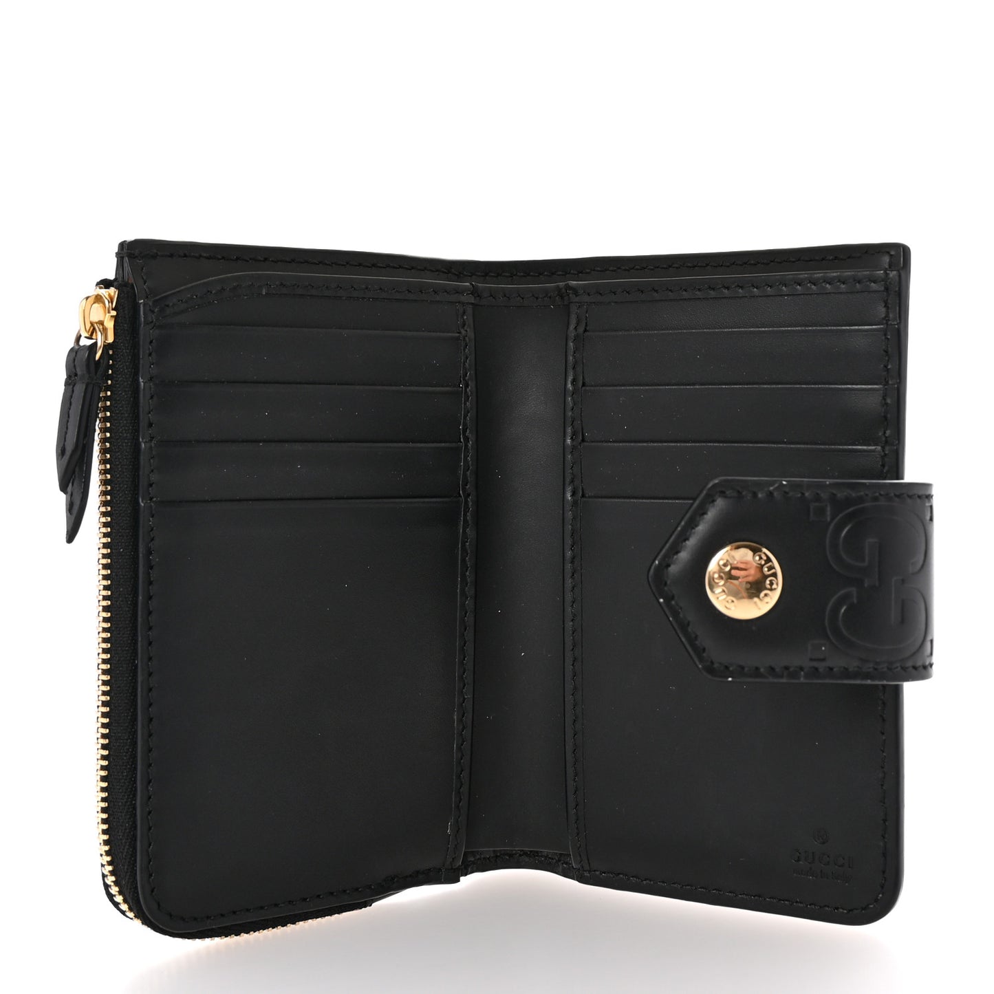 Piuma Calfskin Jumbo GG Embossed Medium Wallet Black