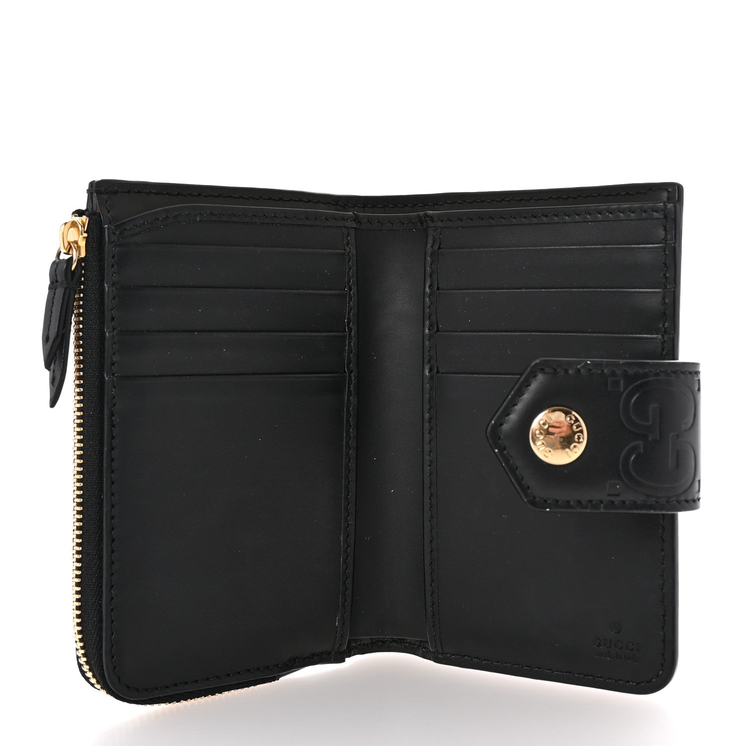 Gucci Piuma Calfskin Jumbo GG Embossed Medium Wallet Black 5 of 7