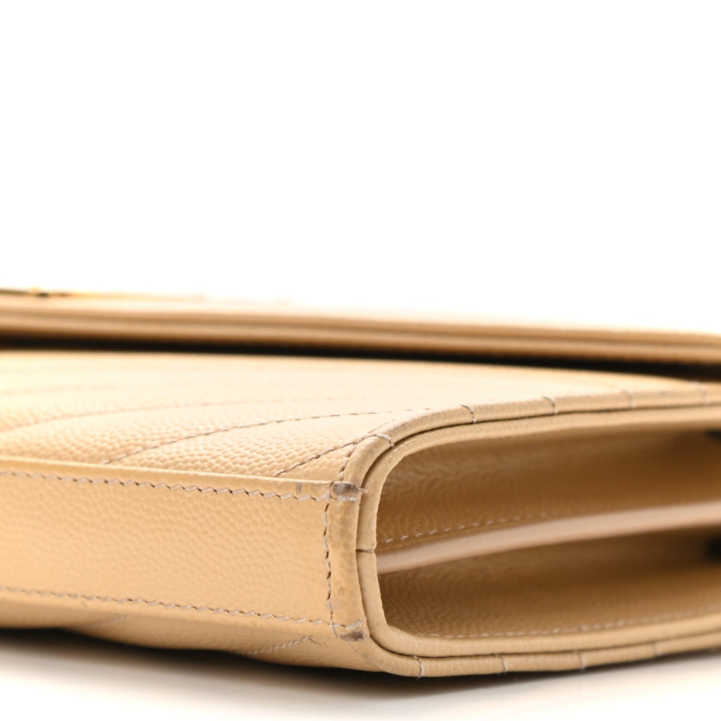 Grain De Poudre Matelasse Chevron Monogram Chain Wallet Dark Beige