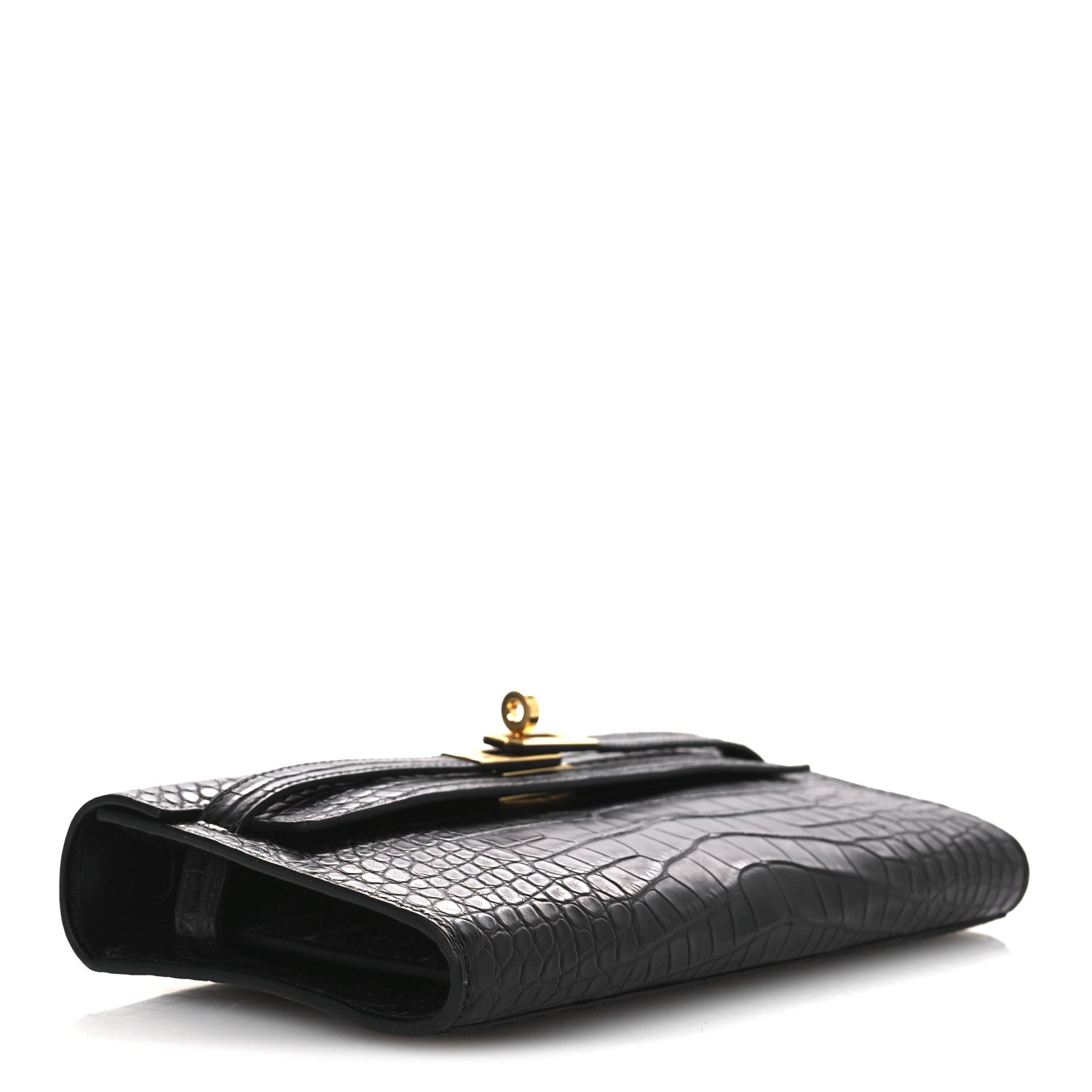 Hermes Matte Alligator Kelly Wallet To Go Black 4 of 12