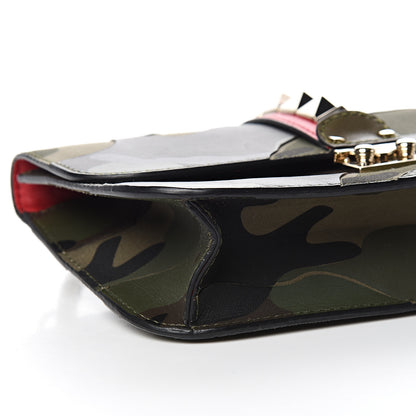 Valentino Garavani Nappa Canvas Camouflage Medium Glam Lock Rockstud Flap Verde 10 of 11