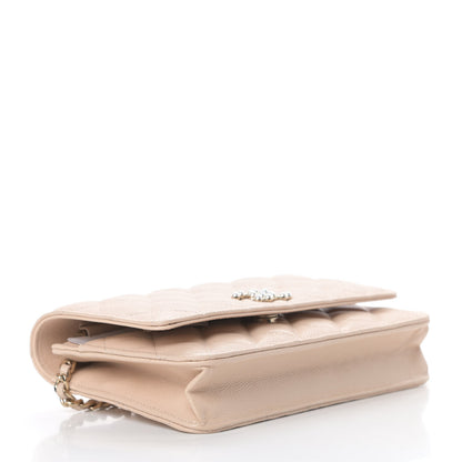 Chanel Caviar Quilted Coco Candy Wallet On Chain WOC Beige 4 of 12