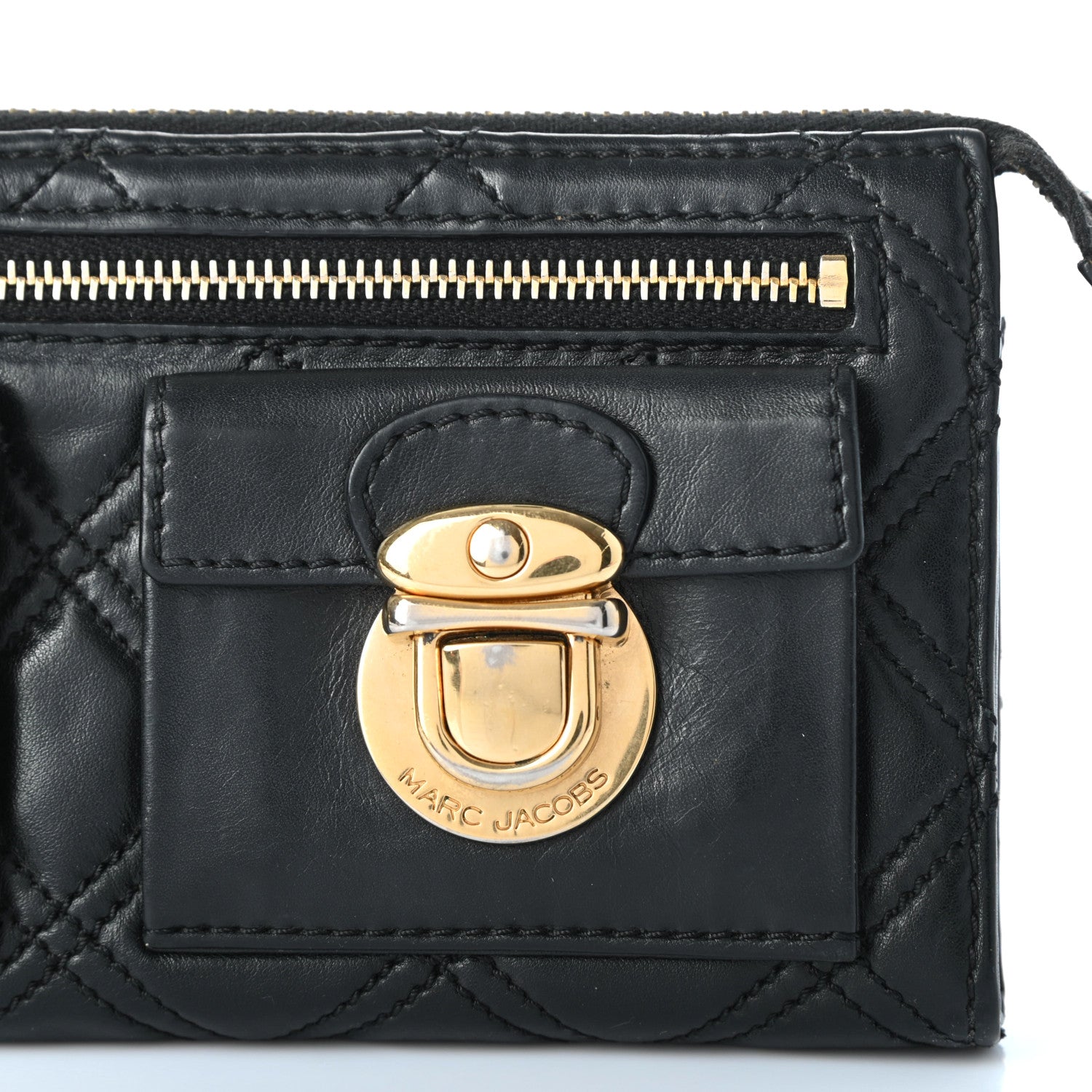 Marc Jacobs Calfskin Quilted Multipocket Zip Wallet Black 8 of 11