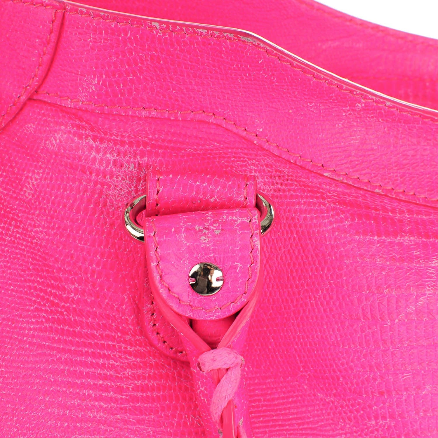Balenciaga Calfskin Lizard Embossed Classic Silver Hardware City Rose Fluo 8 of 15