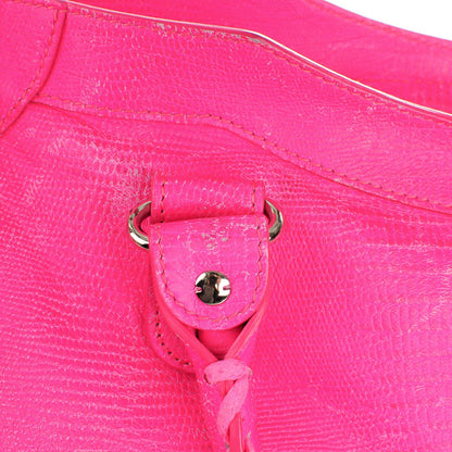 Balenciaga Calfskin Lizard Embossed Classic Silver Hardware City Rose Fluo 8 of 15