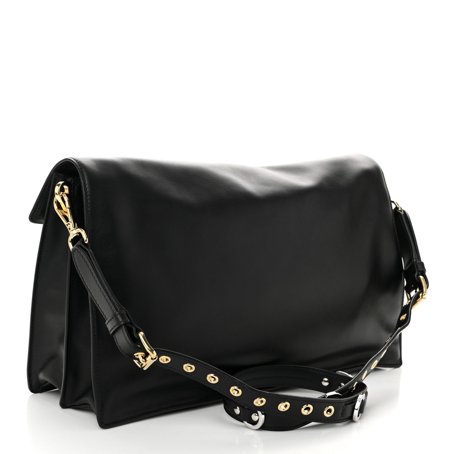Calfskin Large Soft Sound Shoulder Bag Black
