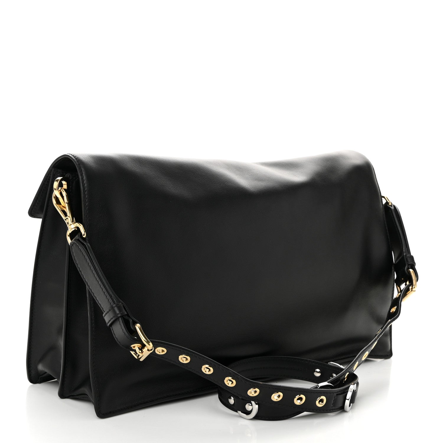 Prada Calfskin Large Soft Sound Shoulder Bag Black 4 of 11
