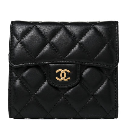 Chanel Lambskin Quilted Compact Flap Wallet Black 1 of 8