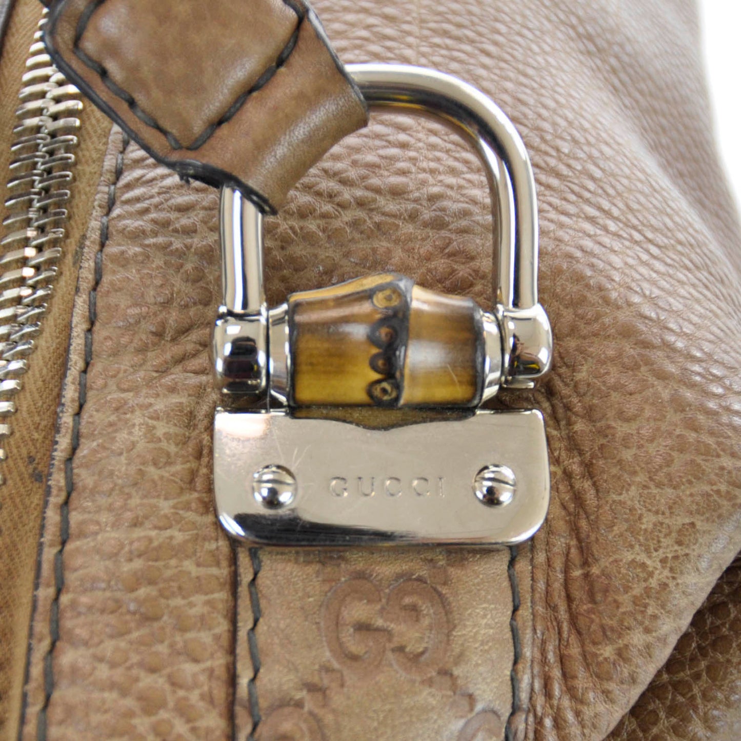 Leather Bamboo Bar Medium Shoulder Bag